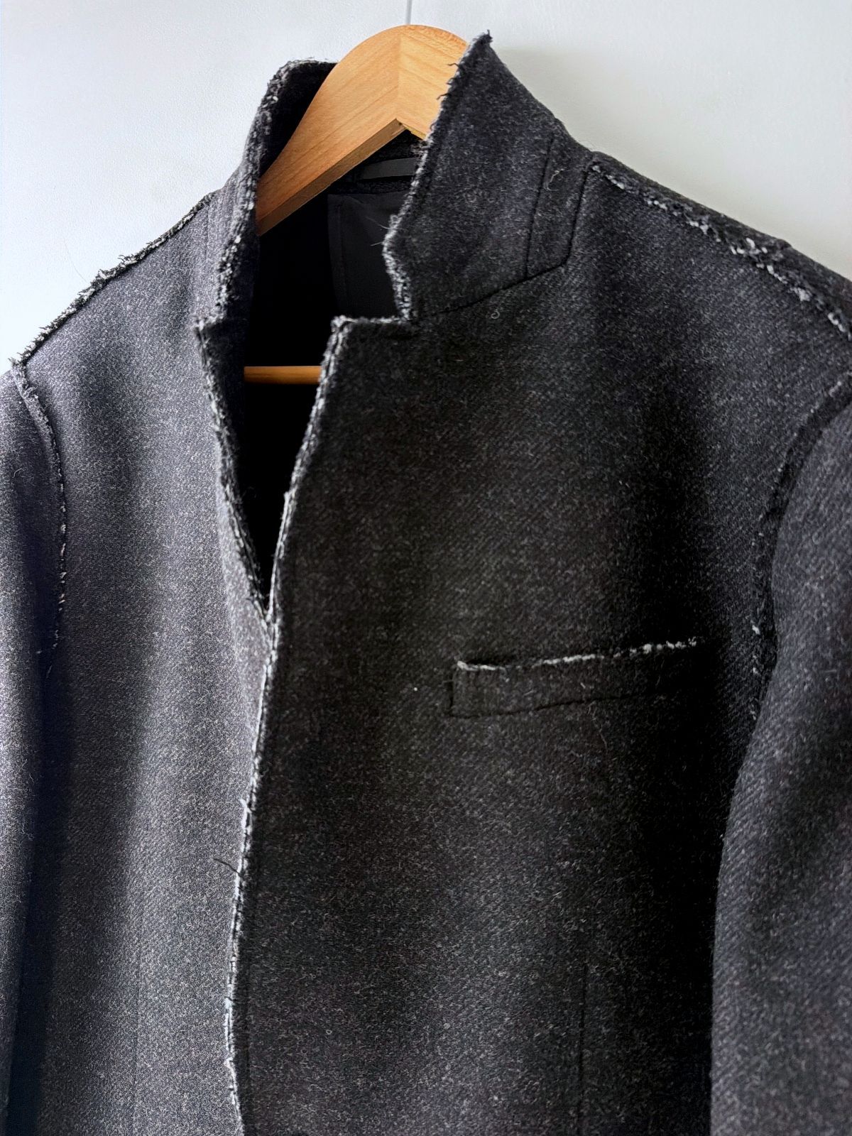 Men's Allsaints Tolcis Raw Edge Design Wool Blazer In Dark Grey - Medium - 3705