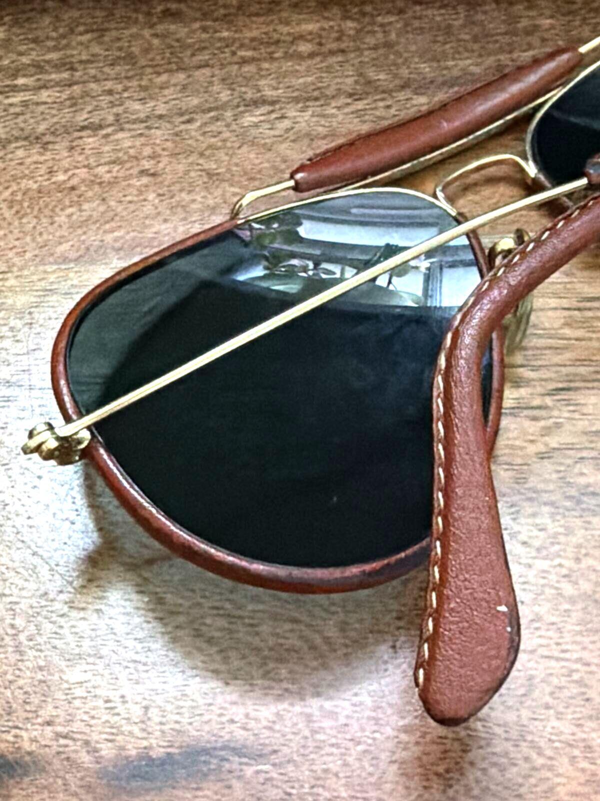 Unisex Ray-Ban Outdoorsman Vintage Tan Leather Coated Aviator Sunglasses - 3544