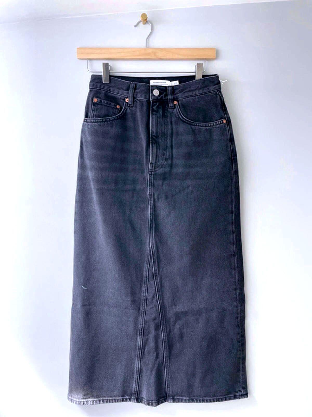 Women’s & Other Stories Long Denim Skirt In Black with Back Split - UK 6 - 1812