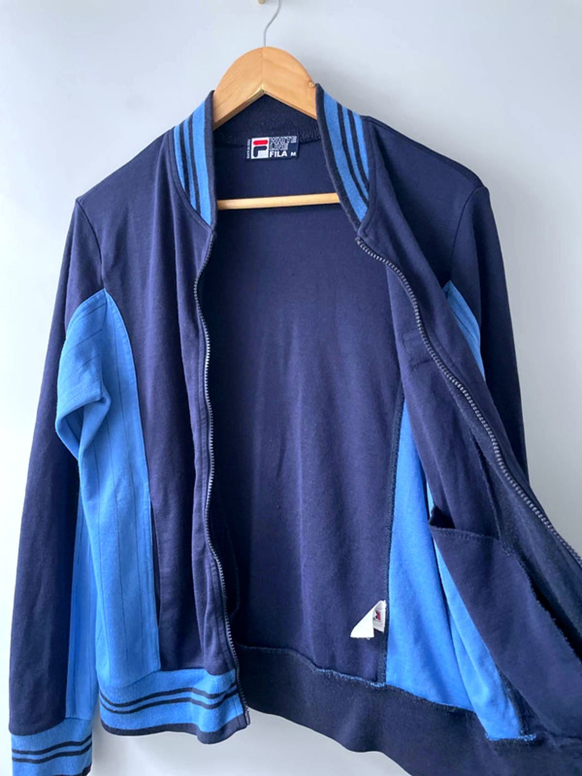 Men’s Fila White Line Settanta Vintage Bomber Track Jacket in Navy - Medium-2590