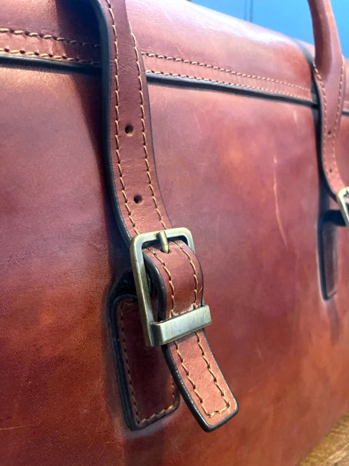 Unisex Medici Vintage Made In Italy Leather Bag Holdall In Brown - 2730