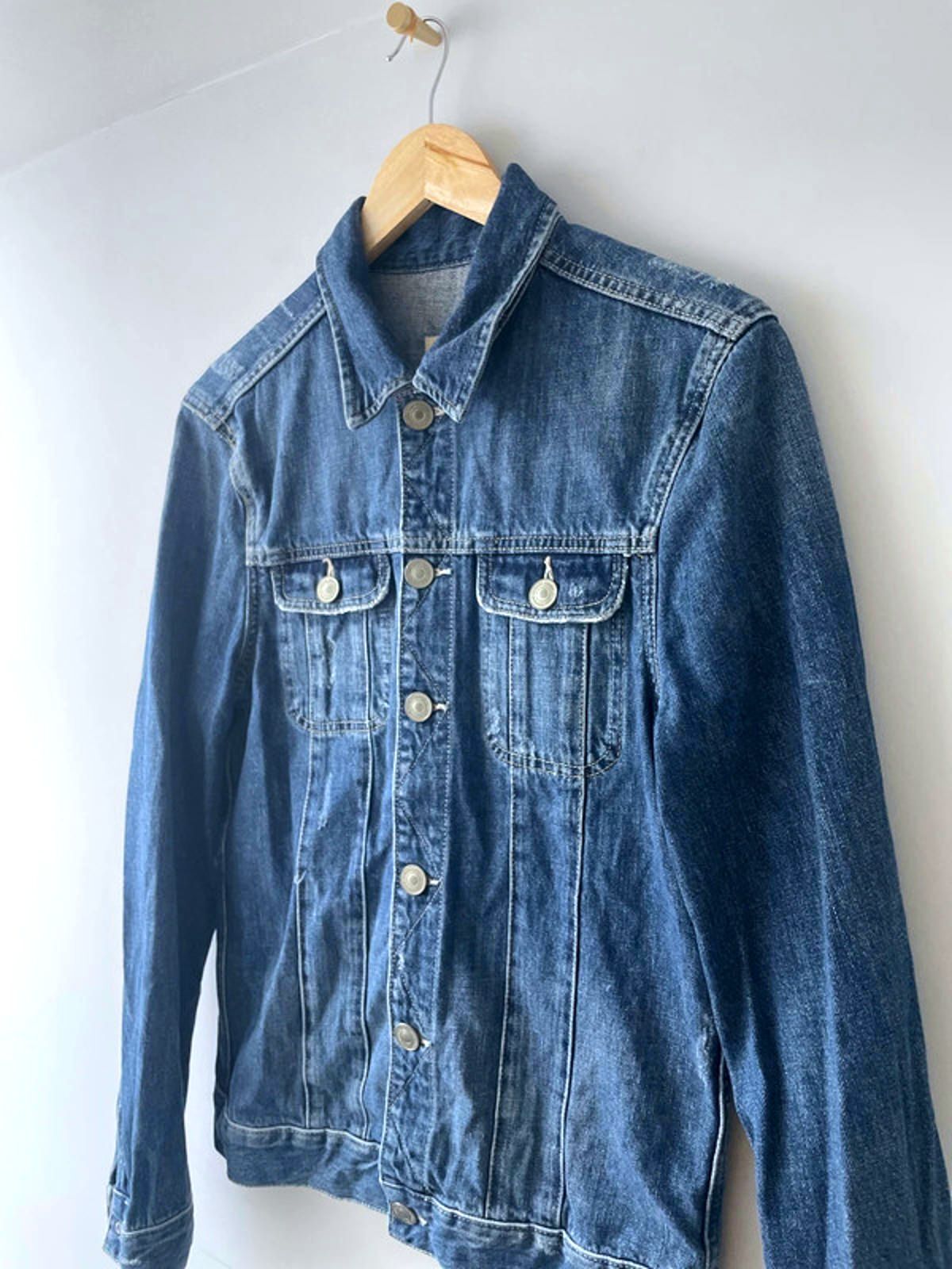 Women’s Allsaints Denim Trucker Jacket Coat In Navy - Small - 2111