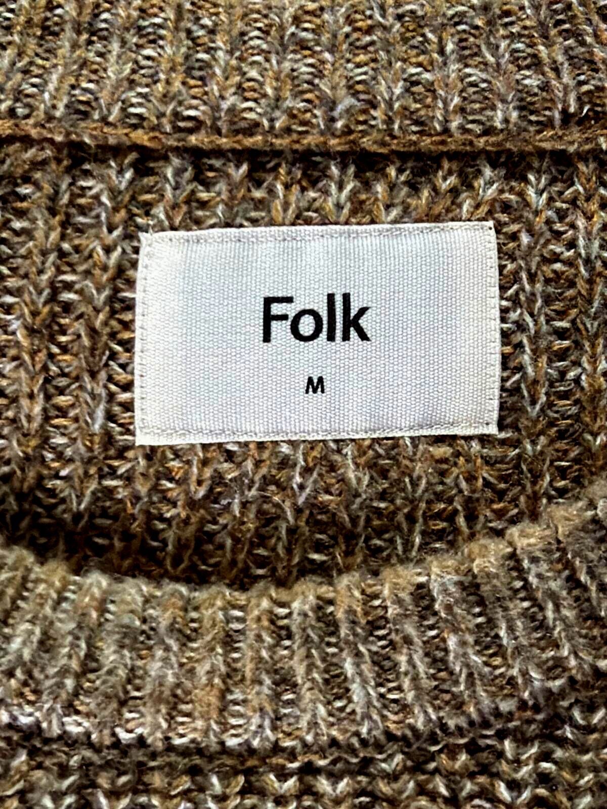 Mens Folk Wool Blend Cable Knit Crew Neck Jumper Top In beige - Medium - 3497