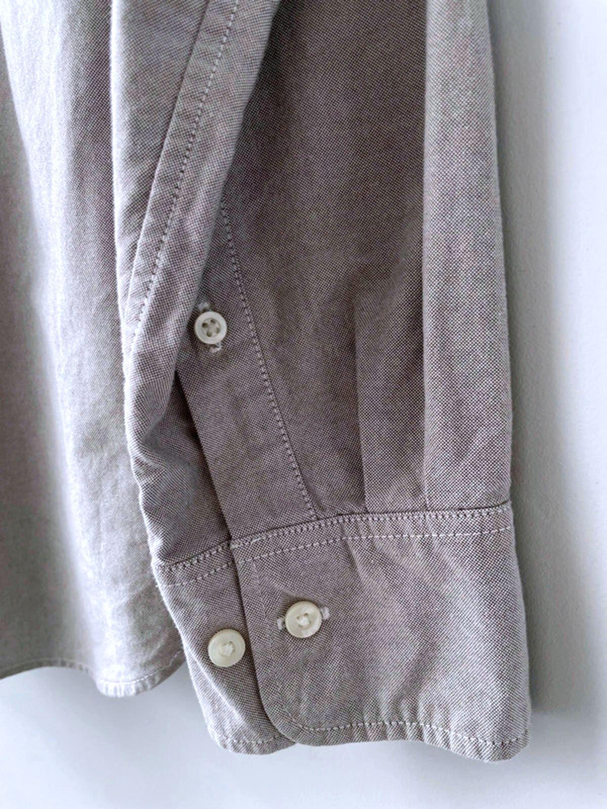 Men’s Uniqlo Slim Fit Long Sleeve Oxford Chambray Shirt In Grey - Medium - 1549