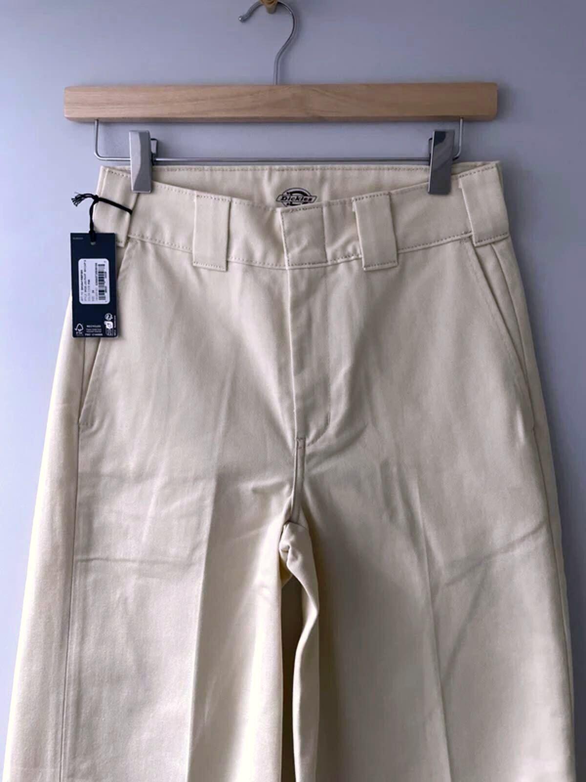 Women’s Dickies Wide Leg Trousers Chino In Cream - W24/L32 - 3006