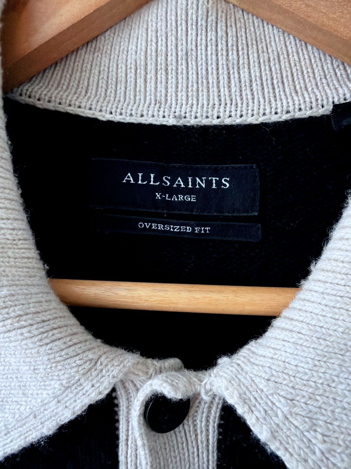 Men’s Allsaints Jax Wool Oversized Fit Knitted Rugby Polo Top - XLarge - 3800