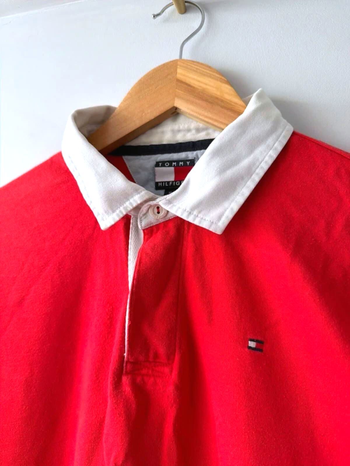 Men’s Tommy Hilfiger Classic Rugby Polo Top In Red  - Xlarge - 3469