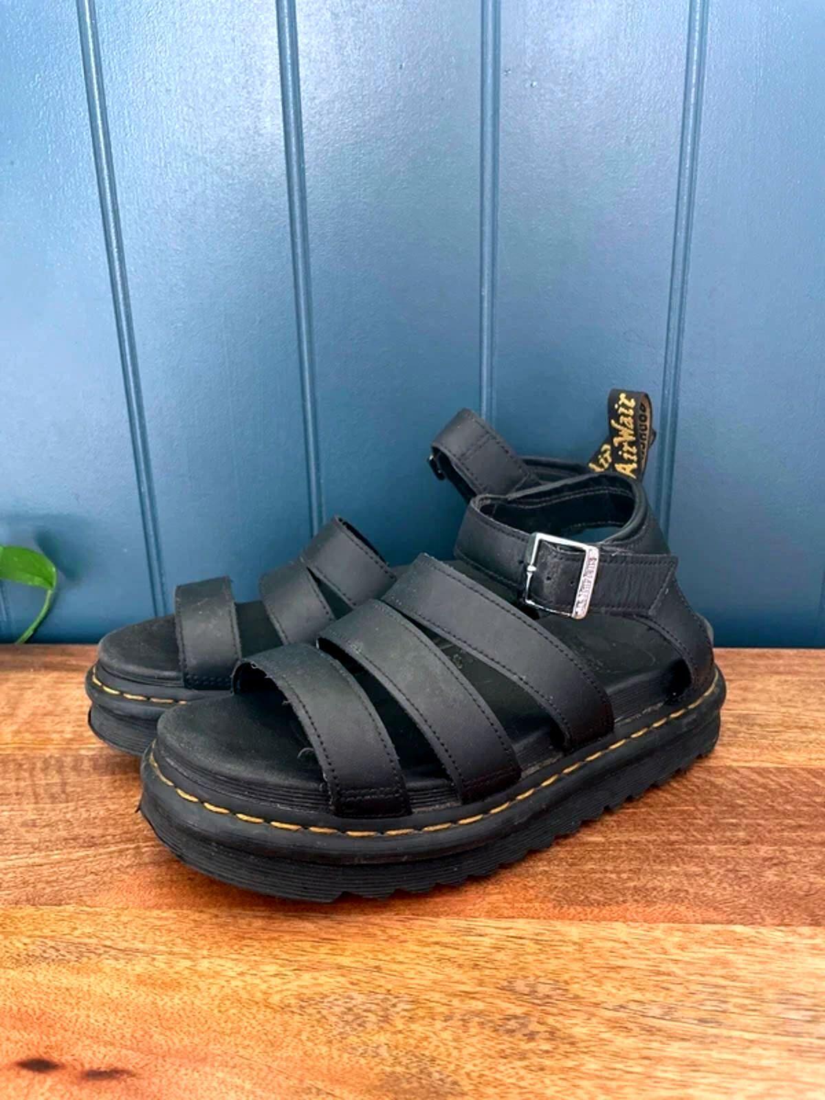 Women’s Dr Martens Blaire 3 Leather Straps Sandals in Black - UK5 - 3034