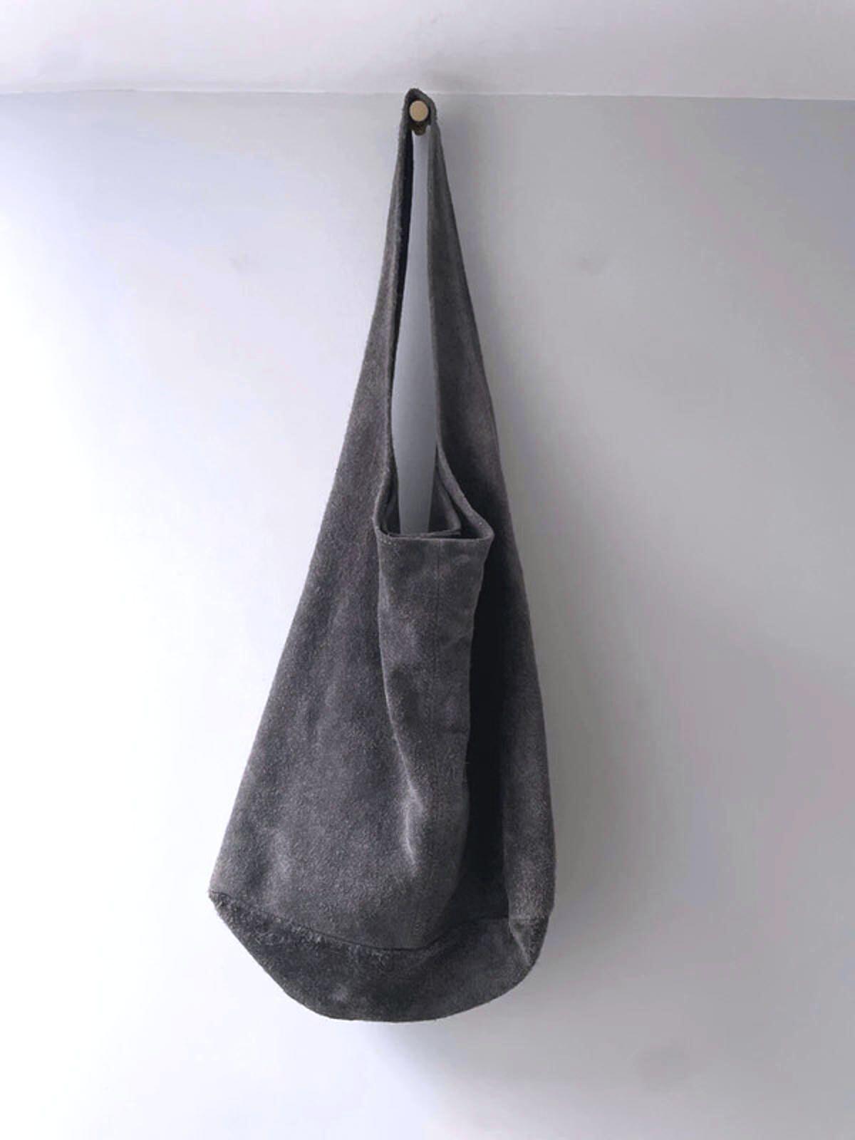 Women’s Suede Shoulder Bag With Matching Purse Made In Italy In Grey - 2838