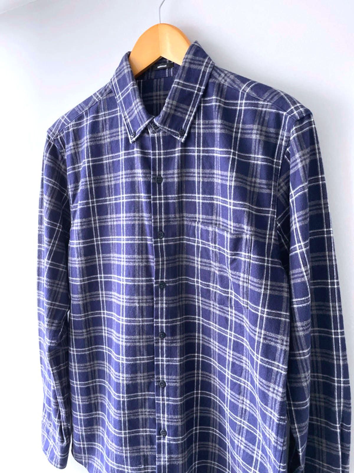 Men’s Denham Premium Brushed Cotton Check Shirt In Navy - Large - 1878