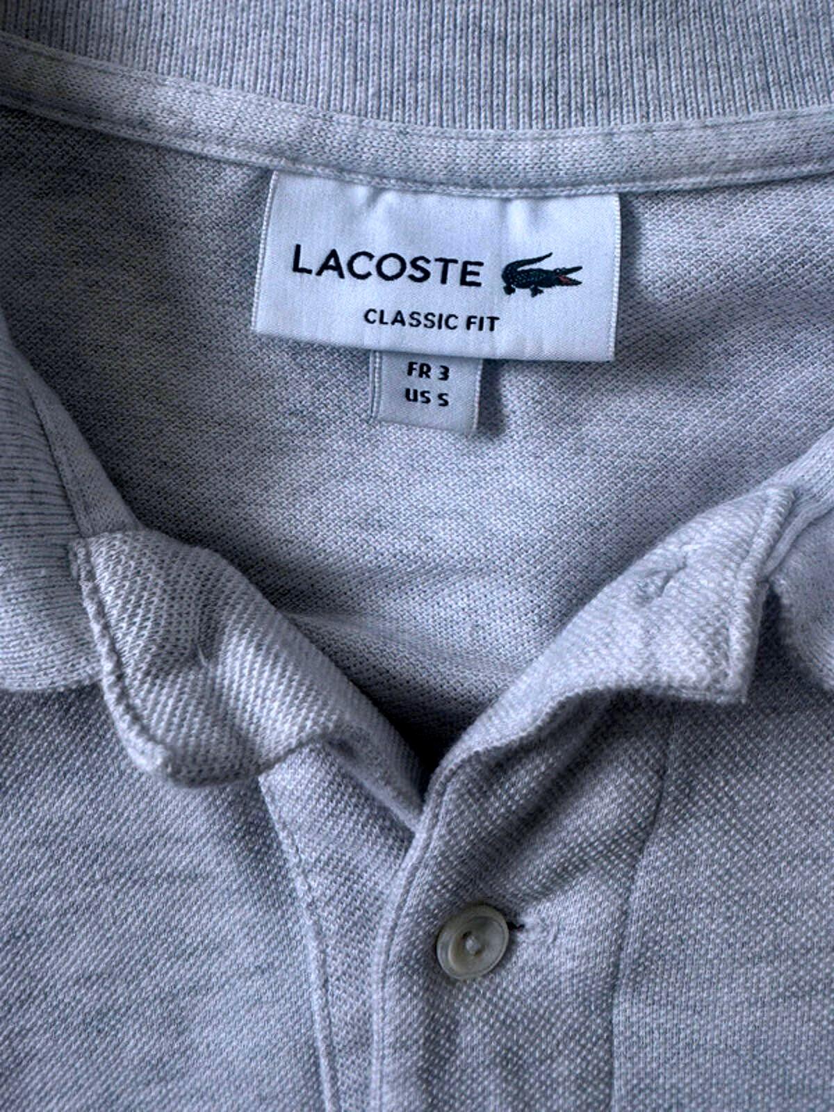 Men’s Lacoste Classic Fit Polo Shirt Top In Grey Marl - Medium -1386