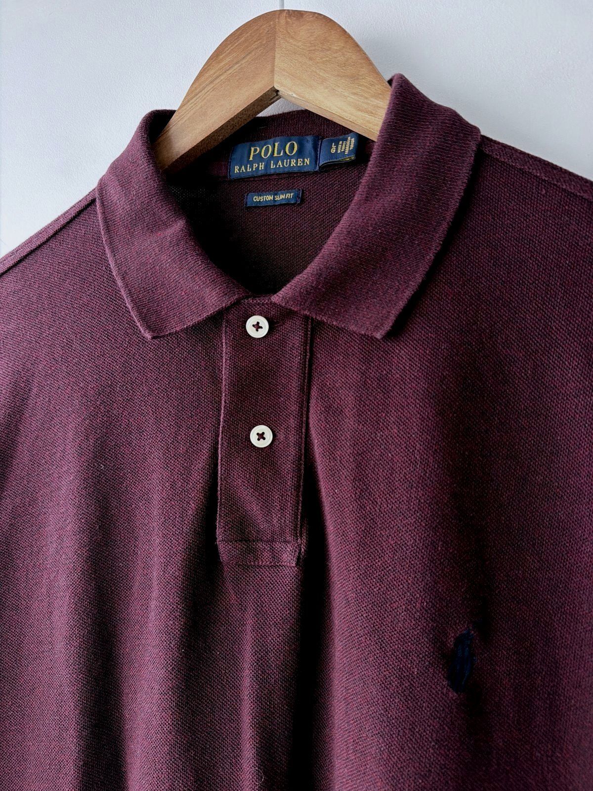 Men’s Ralph Lauren Premium Long Sleeve Polo Top In Burgundy - Large - 3721