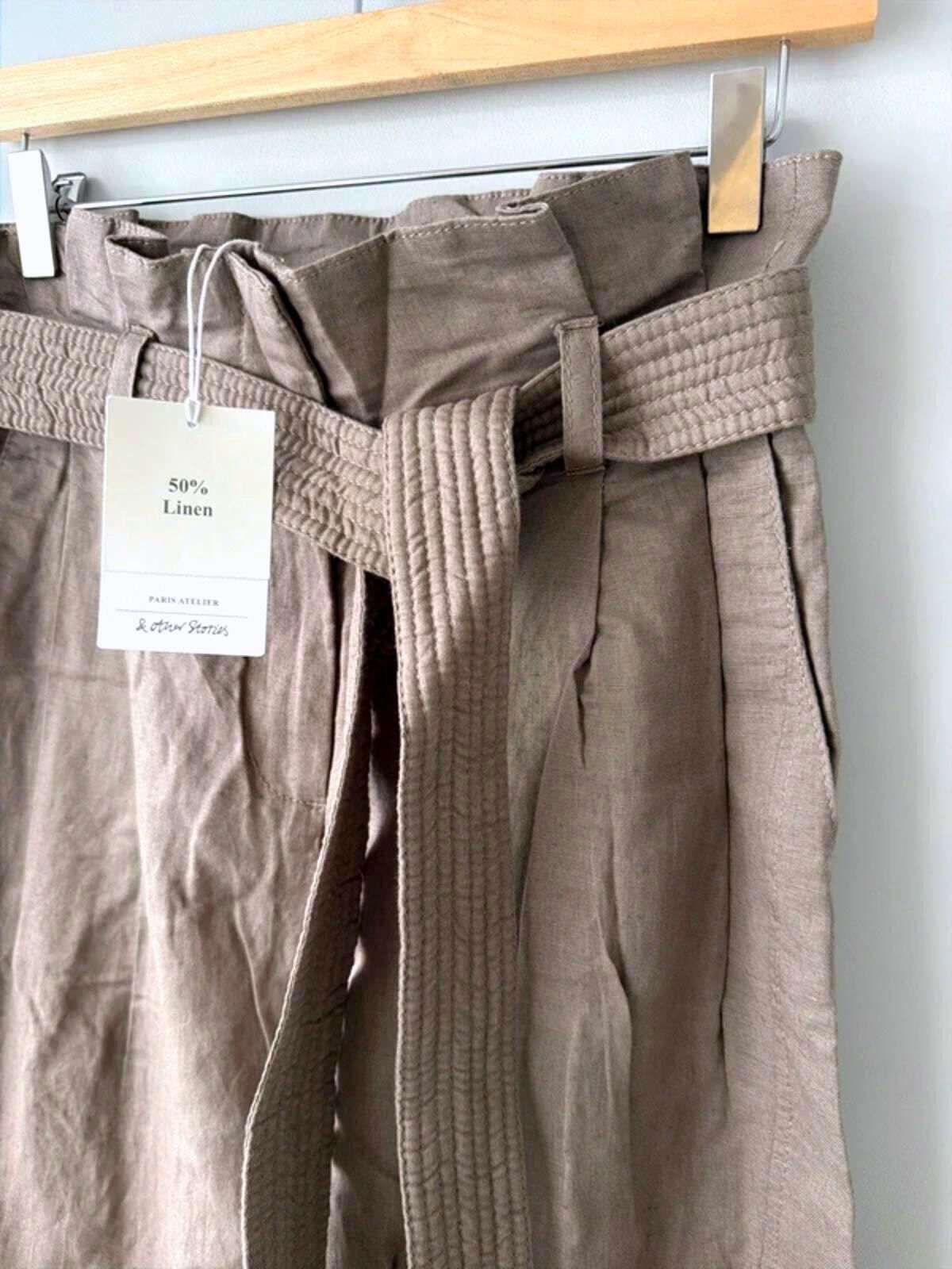 Women’s & Other Stories linen tie front High Waisted trousers - Uk4 - 3368