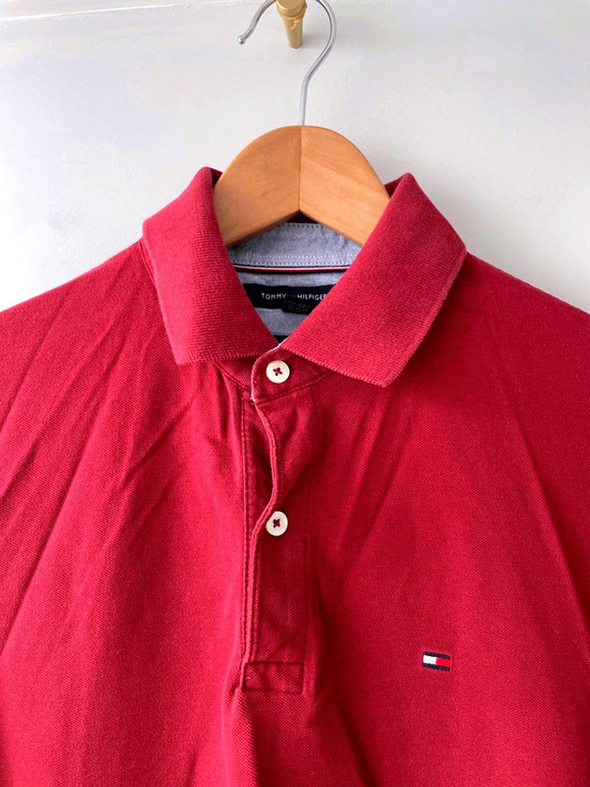 Men’s Tommy Hilfiger Slim Fit Polo Top In Red - Small - 1594