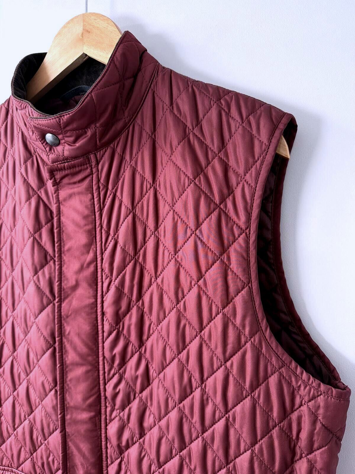 Mens Belstaff Quilted Sleeveless Gilet Vest in Burgundy - Large - 3529