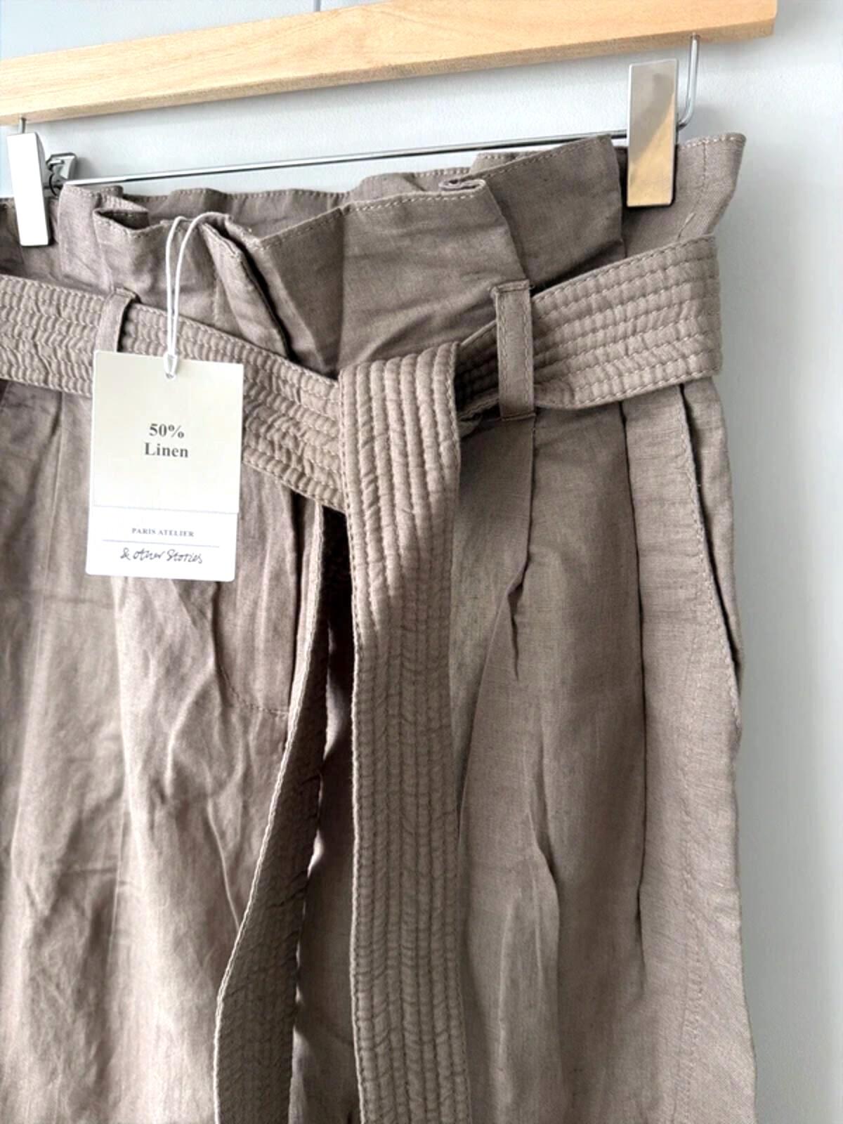 Women’s & Other Stories linen tie front paperbag style trousers - Uk4 - 3368