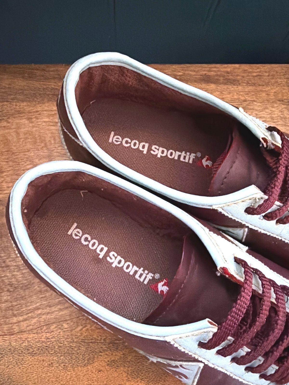 Womens Le Coq Sportif Vintage Retro Leather Trainers In Burgundy - Uk6 - 3614