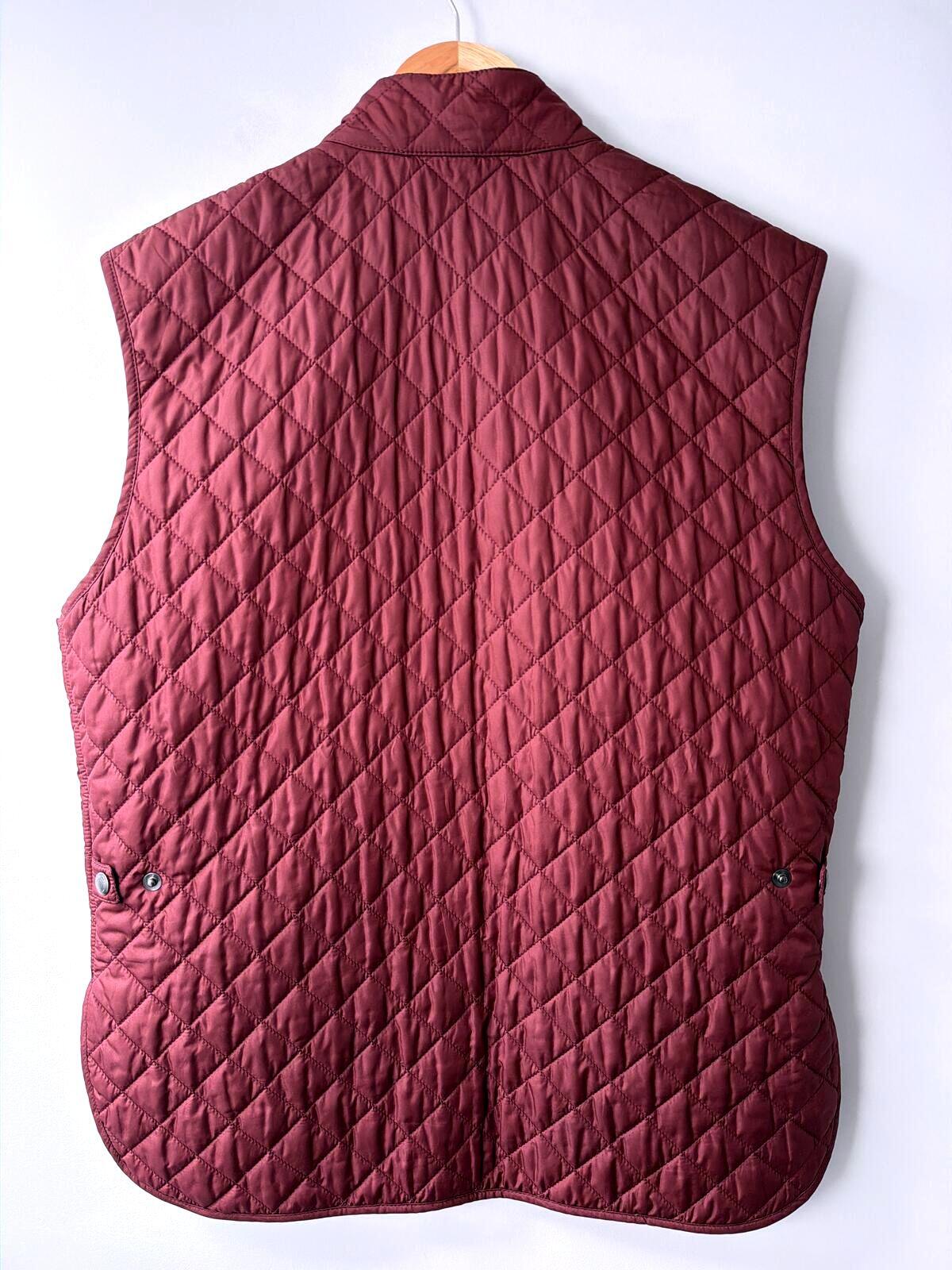 Mens Belstaff Quilted Sleeveless Gilet Vest in Burgundy - Large - 3529