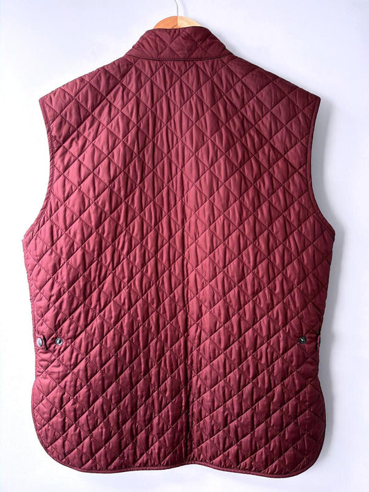 Mens Belstaff Quilted Sleeveless Gilet Vest in Burgundy - Large - 3529