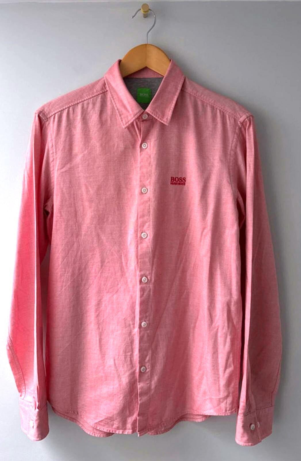 Men’s Hugo Boss Modern Fit Chambray Shirt In Pink - Medium - 0253