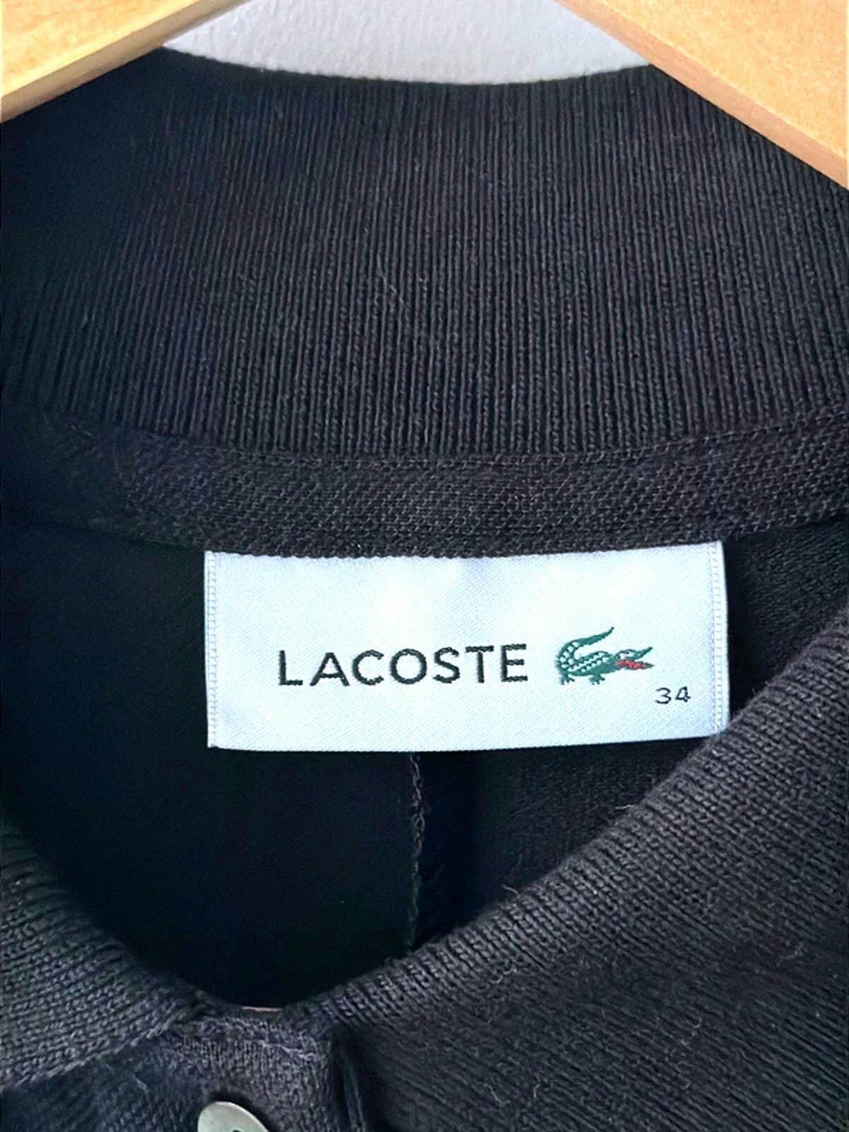 Women’s Lacoste Long Sleeve Fluid Piqué Polo Collar Dress In Black - Small - 3248
