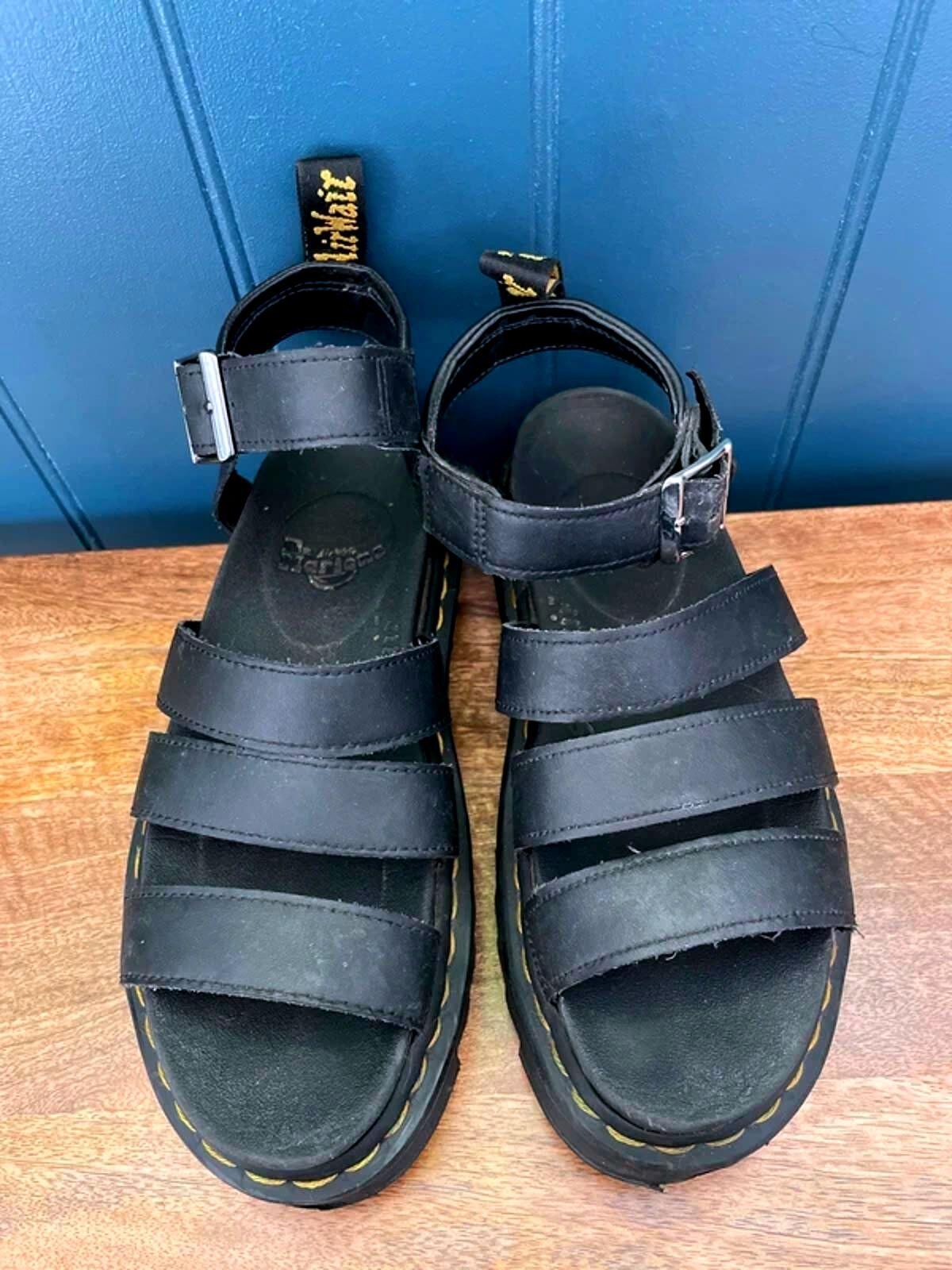 Women’s Dr Martens Blaire 3 Leather Straps Sandals in Black - UK5 - 3034