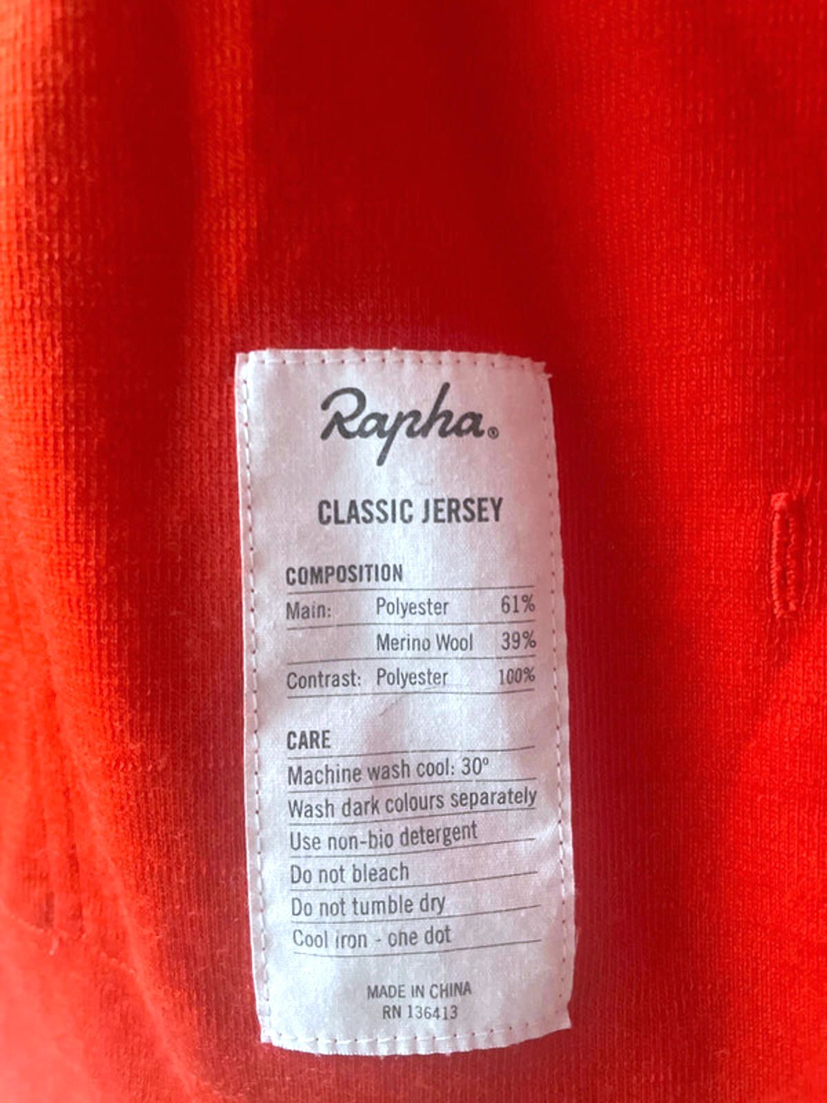 Men’s Rapha Premium Merino Wool Blend Cycling Jersey Top In Red - Large - 2839