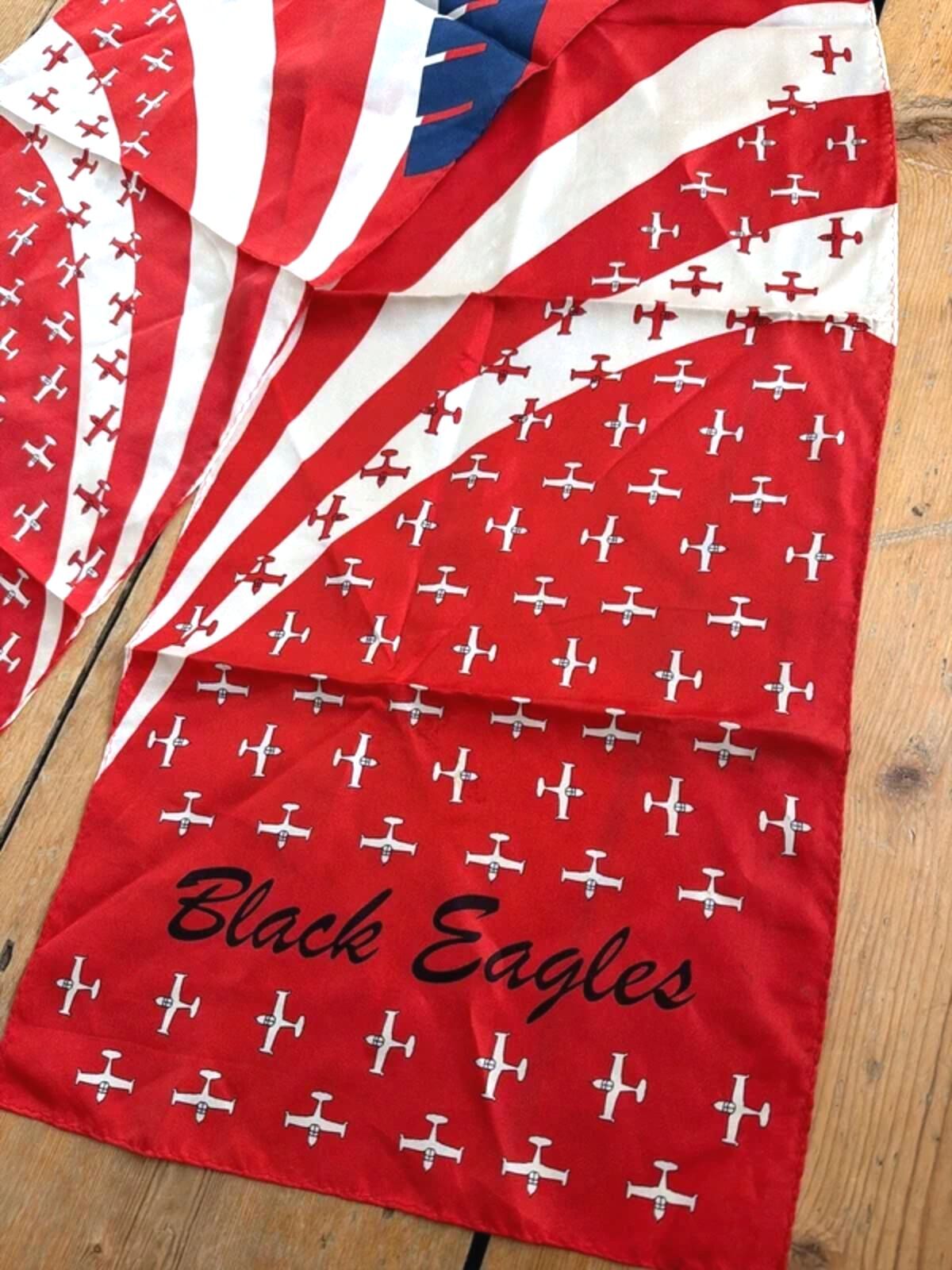 Black Eagles Vintage Rare Find Silk Bandanna Neck Scarf In Red - 3343