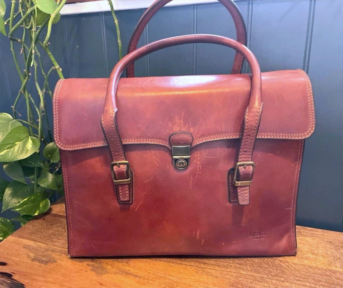Unisex Medici Vintage Made In Italy Leather Bag Holdall In Brown - 2730