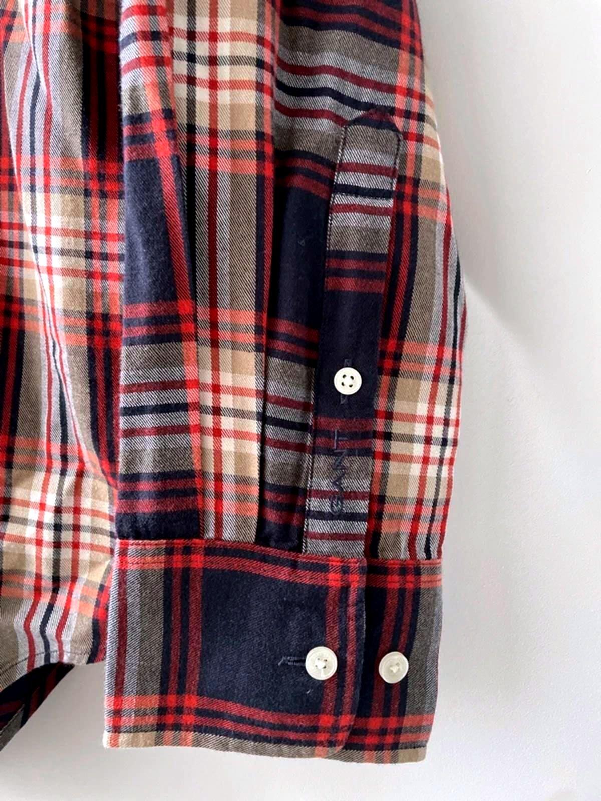 Women’s Gant Flannel Checked Oversized Fit Brushed Cotton Shirt in Blue/Red - UK10 - 2993