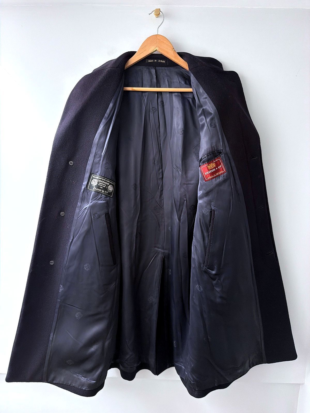Men's Dunn & Co Made in Britain 100% Wool Overcoat In Dark Navy - Medium - 3786