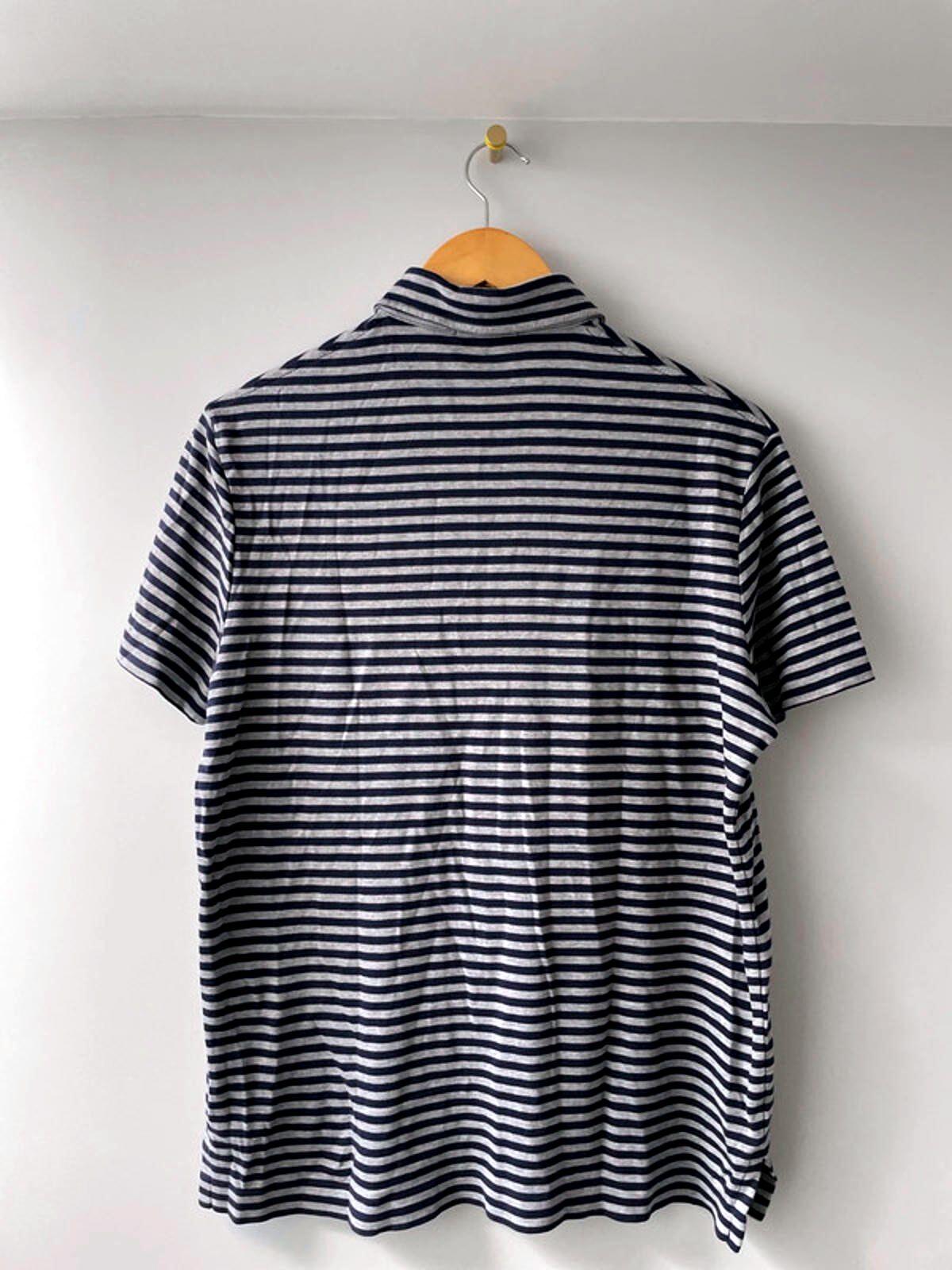 Men’s Ralph Lauren Pima Cotton Stripped Polo Top In Navy/Grey - Medium