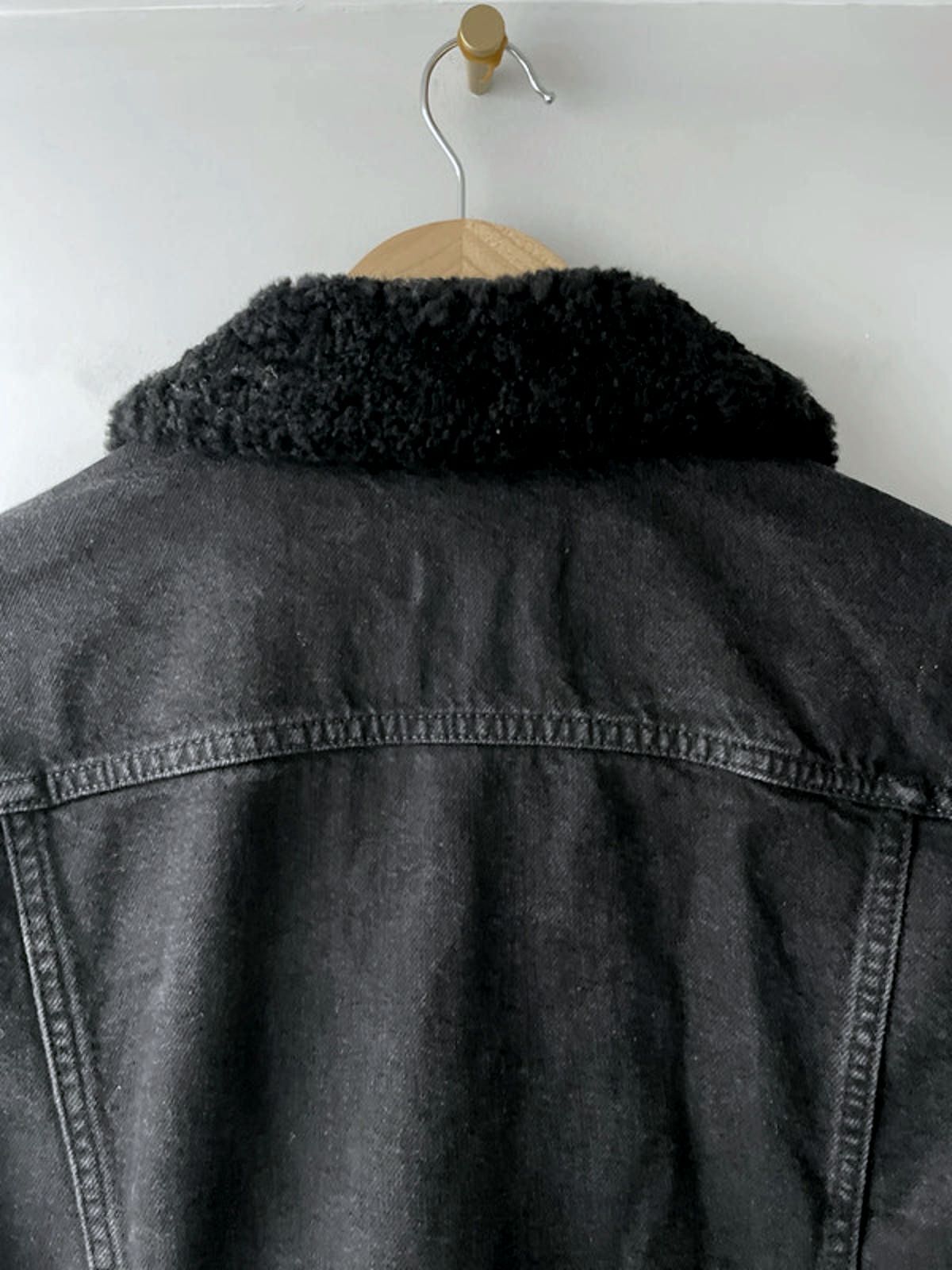 Women’s AllSaints Imoku Denim Jacket With Borg Collar In Black - Medium - 2327