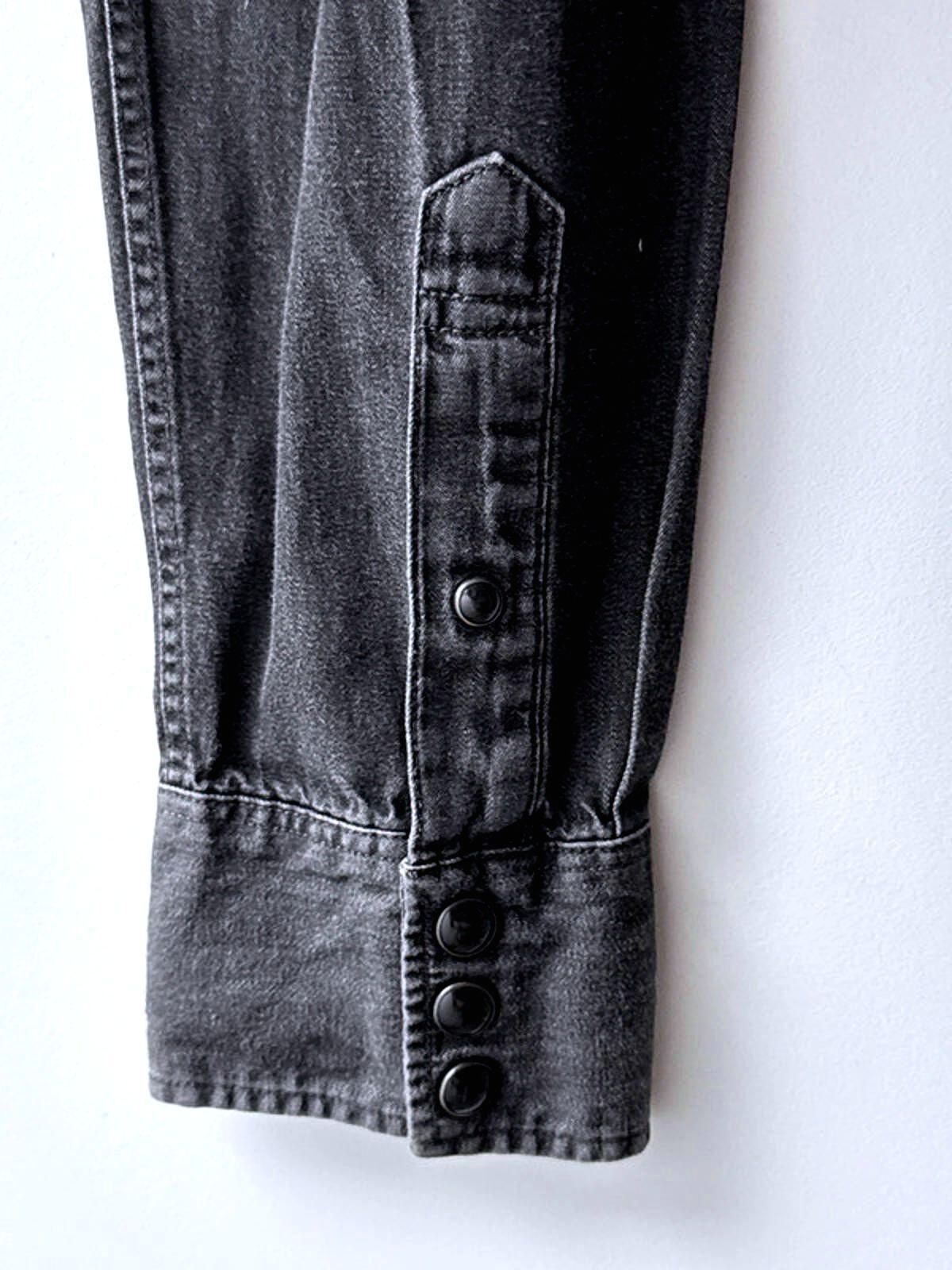 Men’s Allsaints Western Style Washed Denim Chambray Shirt In Black - Small - 1968