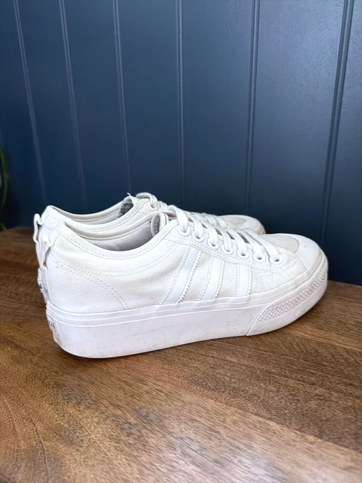 Women’s Adidas Nizza Chunky Sole Trainers In White - Uk6.5 - 3286