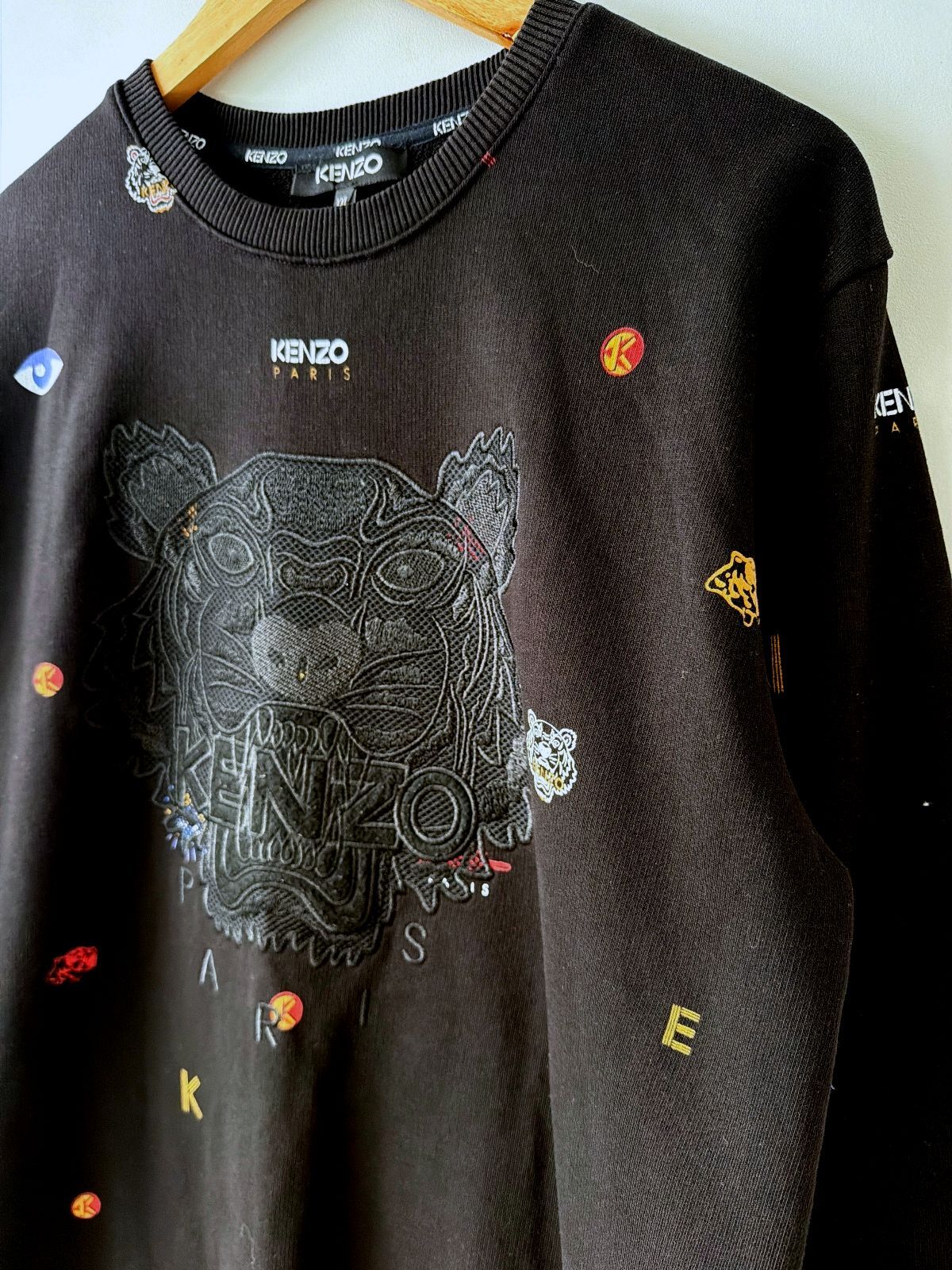 Men’s Kenzo Black Embroidered Tiger Logo Sweatshirt - XXLarge - 3575
