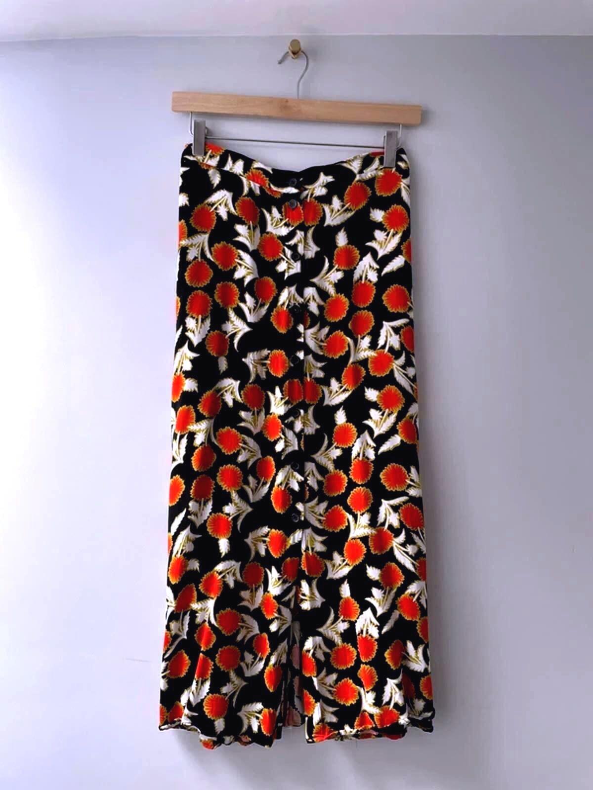 Women’s Whistles Dandelion Print Skirt With Button Front In Red/Black - UK14 - 2860