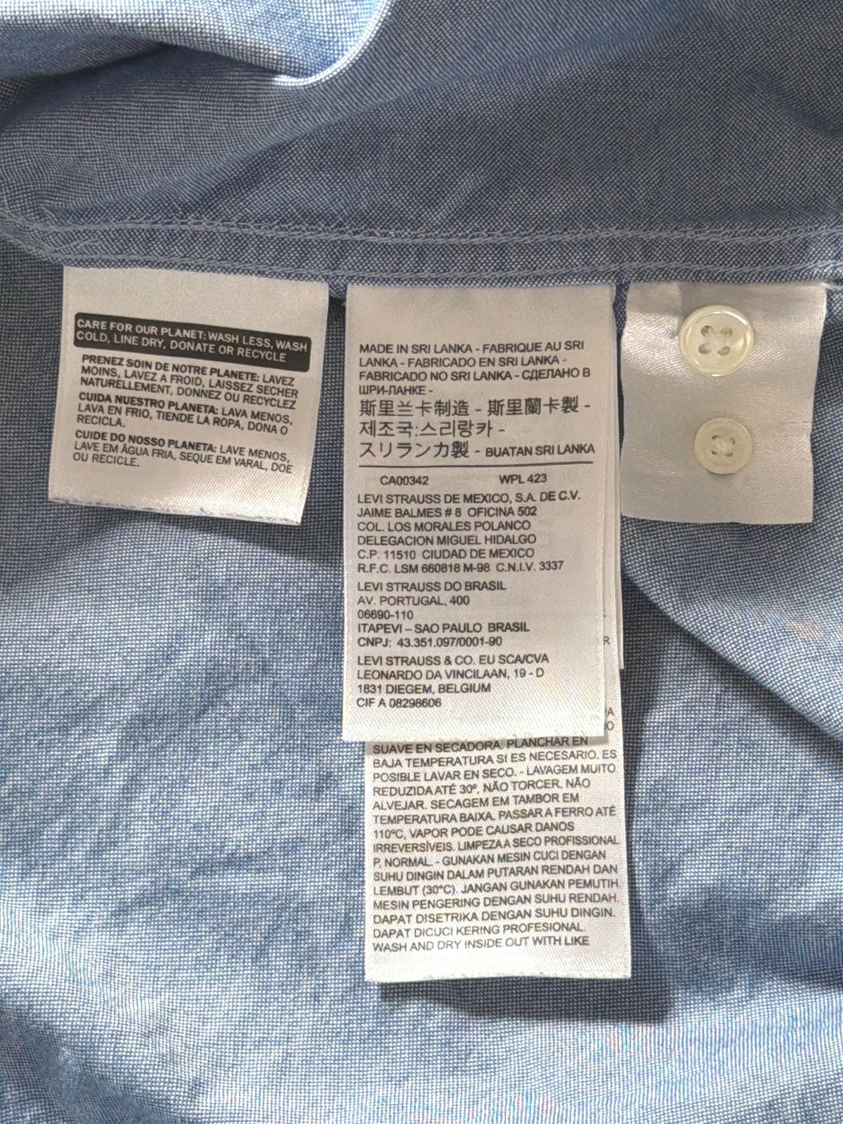 Men’s Levi's Oxford Chambray Shirt In Light Blue - Large - 3776