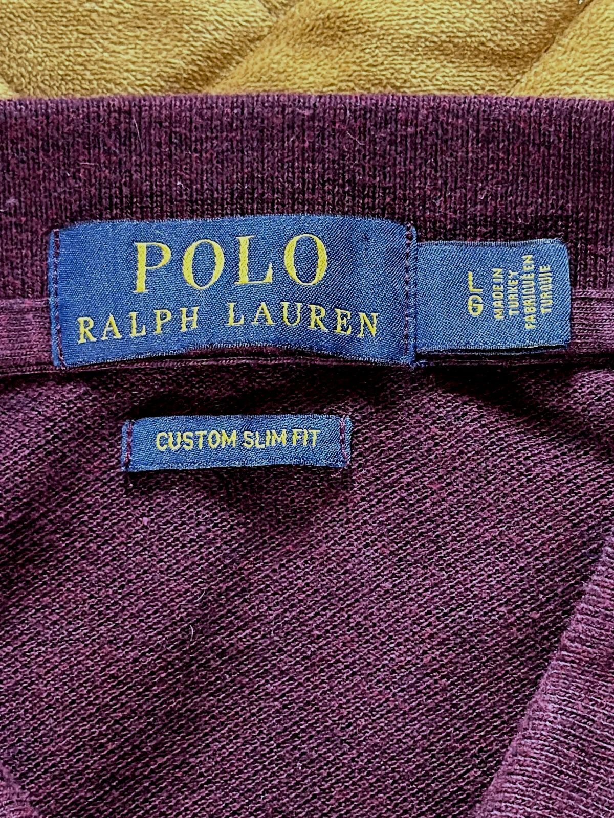 Men’s Ralph Lauren Premium Long Sleeve Polo Top In Burgundy - Large - 3721