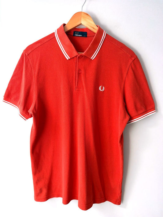 Men’s Fred Perry Classic Polo Shirt Top with White Trim - Large - 3577