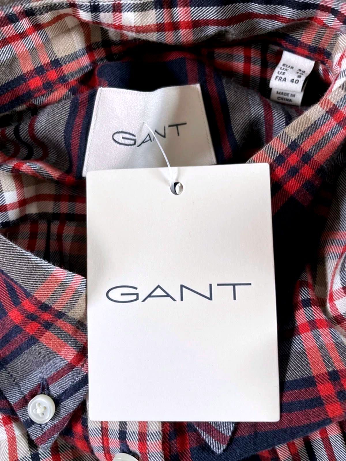 Women’s Gant Flannel Checked Oversized Fit Brushed Cotton Shirt in Blue/Red - UK10 - 2993