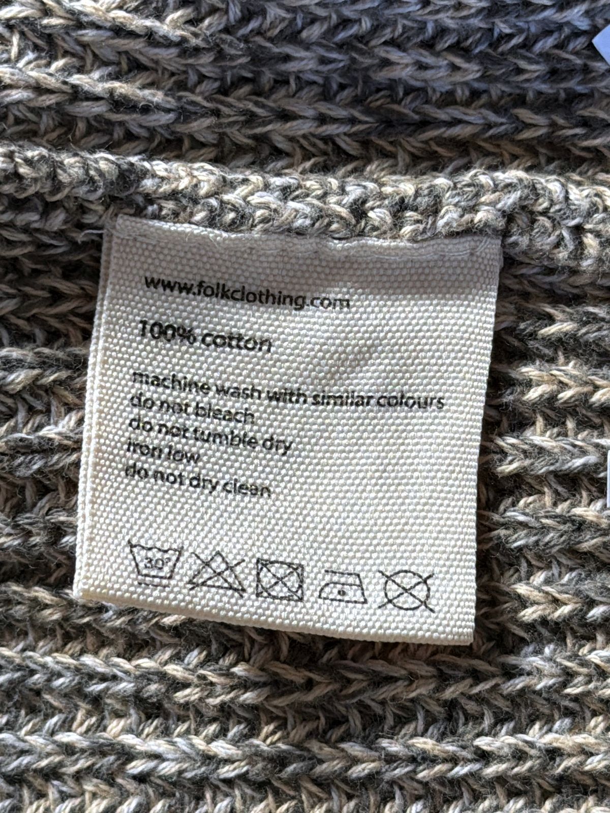 Mens Folk Cable Knit Funnel Neck Jumper Top In beige - Large - 3799