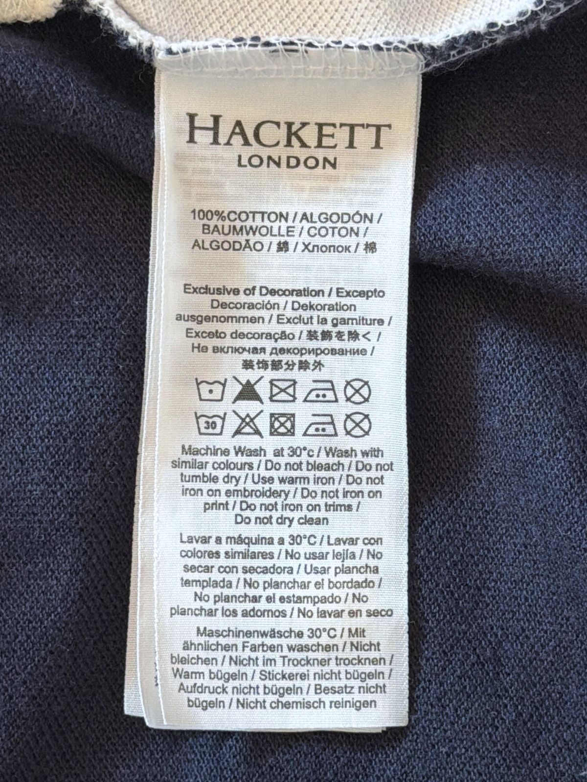Men’s Hackett London Classic Fit Polo Shirt In White And Navy - Medium - 3628