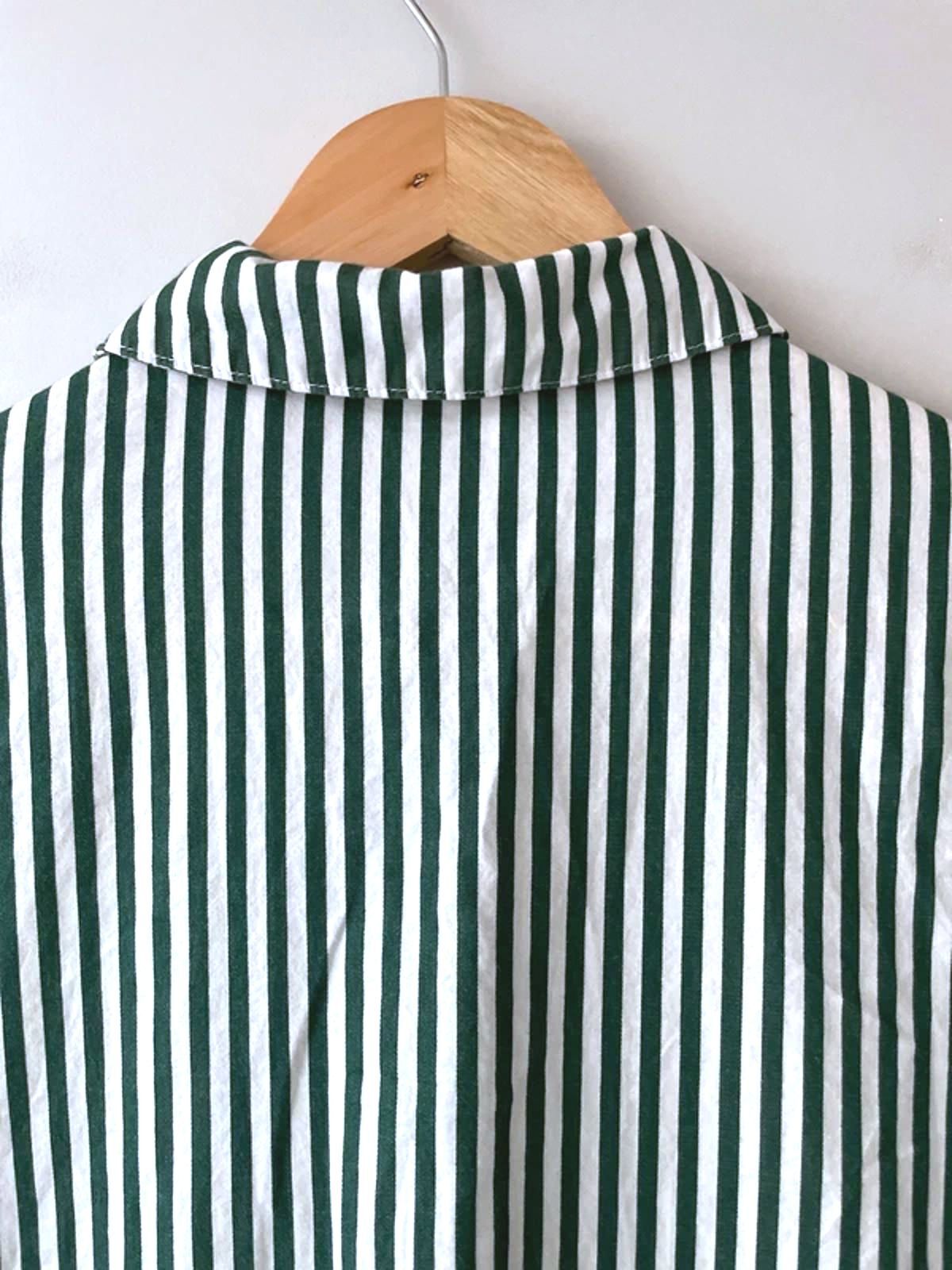 Men’s H&M X Smiley Colab Striped Short Sleeve Shirt in Green/White - Small -2935