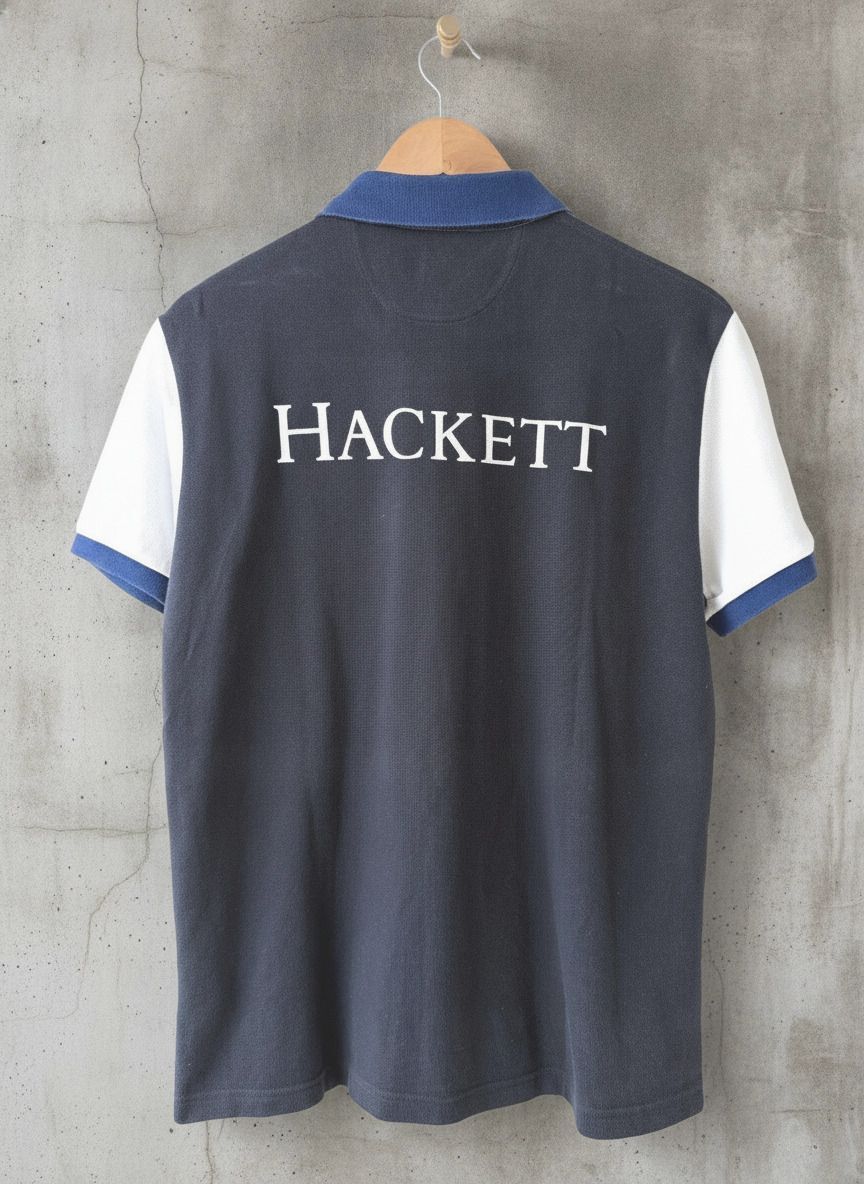 Men’s Hackett London Classic Fit Polo Shirt In White And Navy - Medium - 3628