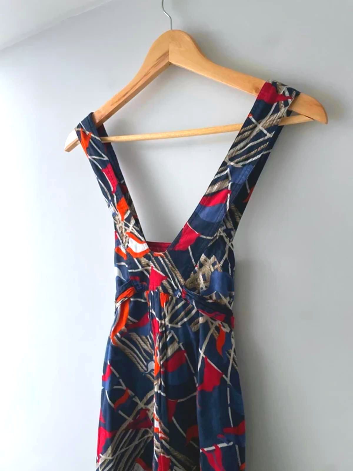 Women’s Burberry Nautical Print Dress with Side Zip in Navy/Red - UK10 - 2919