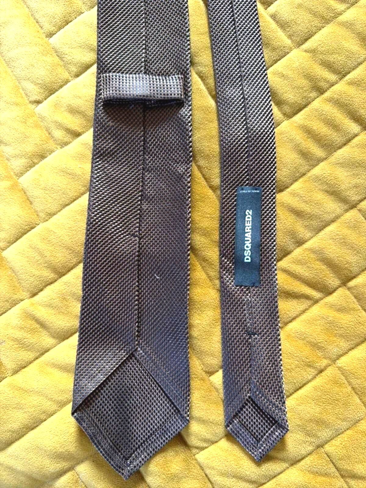 Dsquared2 Premium 100% Silk Tie Made In Italy In Brown - 3330