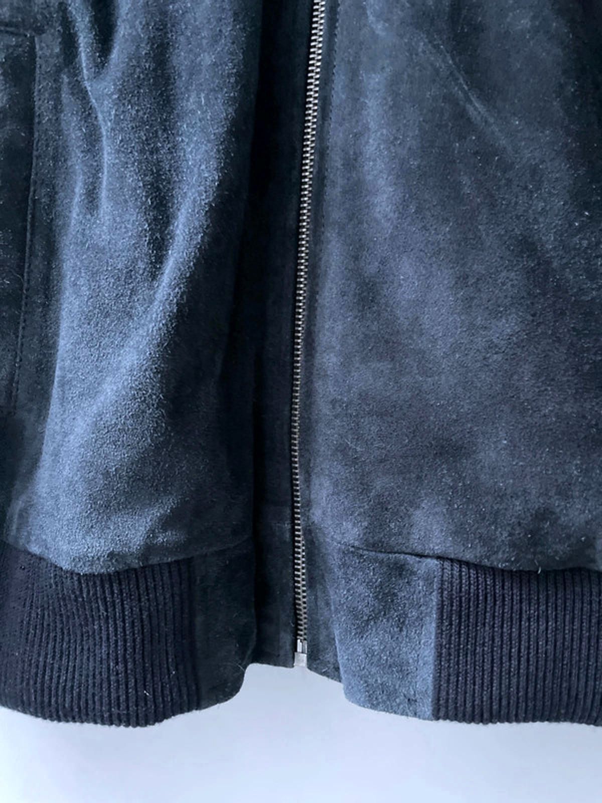 Men’s Premium Leather Suede Bomber Jacket Coat In Navy - Large - 2661