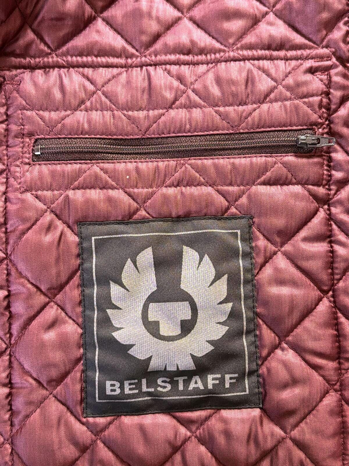 Mens Belstaff Quilted Sleeveless Gilet Vest in Burgundy - Large - 3529