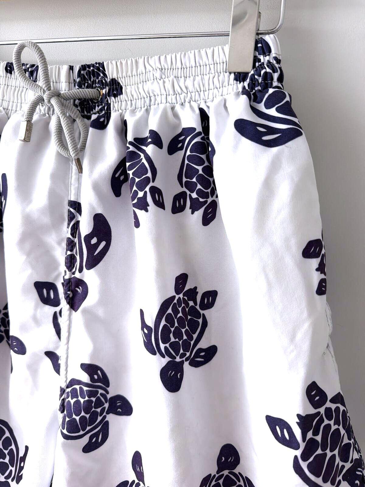 Mens Vilebrequin Turtle Print Swim Shorts with Navy and White  - XLarge - 3518